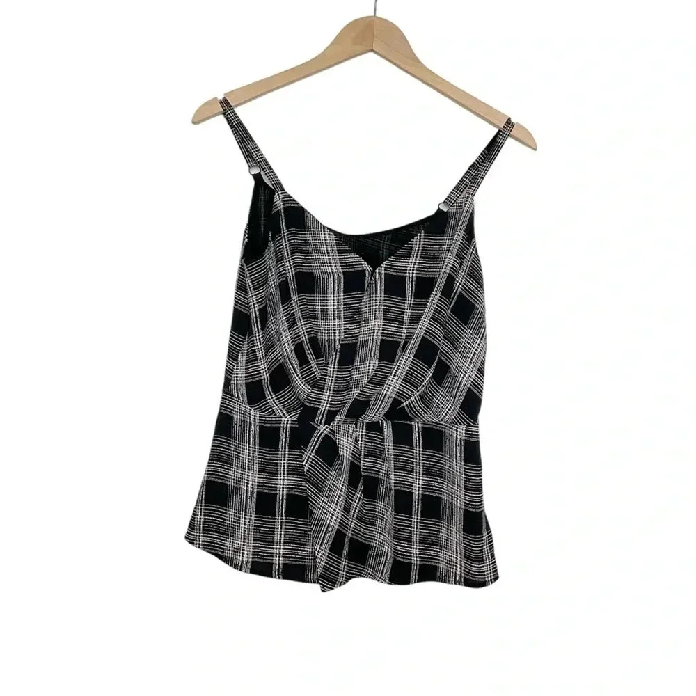 WHBM Surplice Plaid Camisole Blouse Sleeveless Size 0